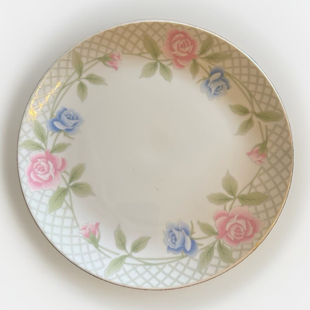 Vintage Himark Trellis Rose Cake Plate Display Rose Bone China Japan 10x3.5”